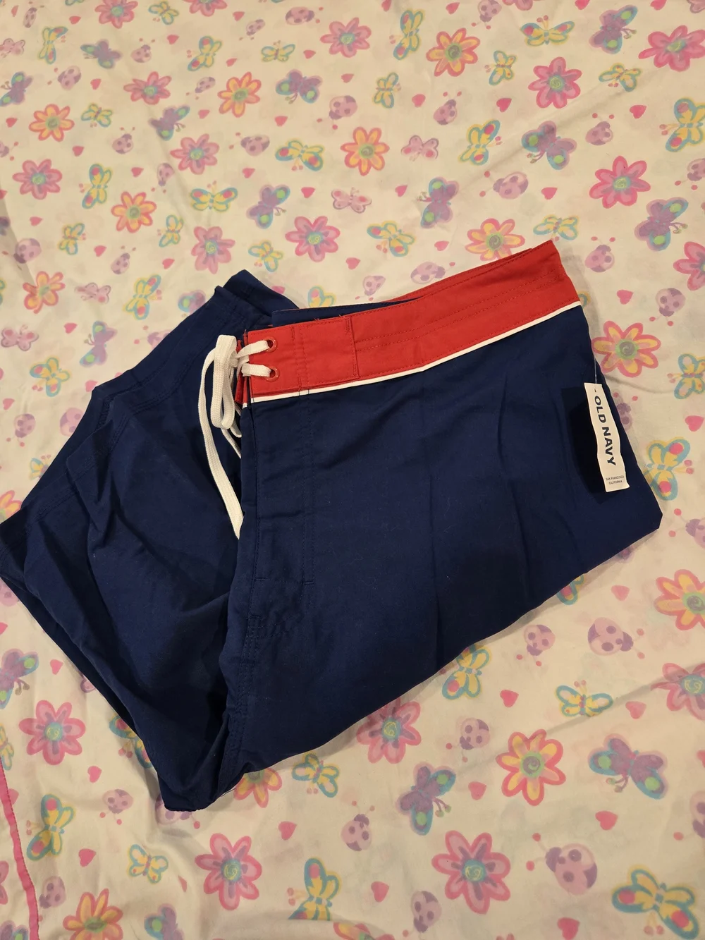 *Old Navy* Men's Board Shorts - Navy & Red